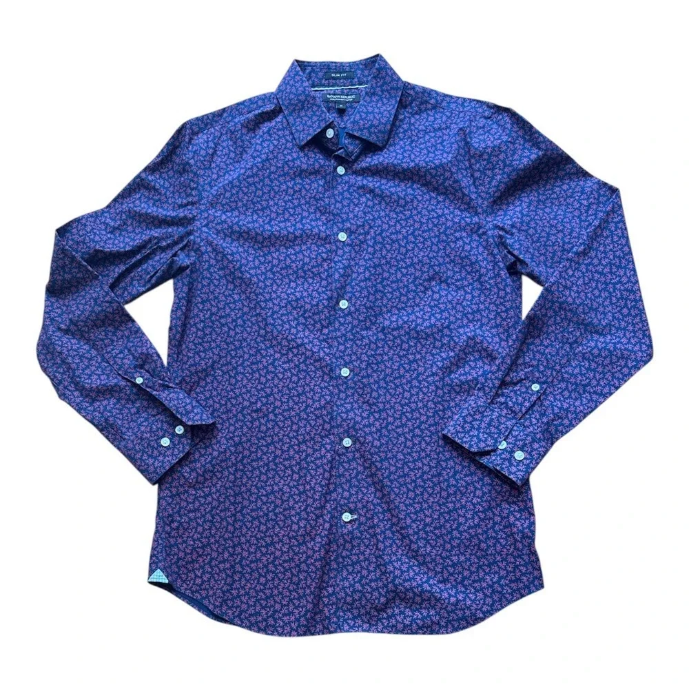 Banana Republic Slim Fit Non Iron Cotton Mens Button Down Shirt M Paisley